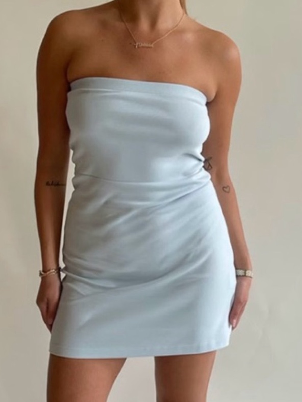 Djerf Avenue Tube Dress Sleeves Baby Blue